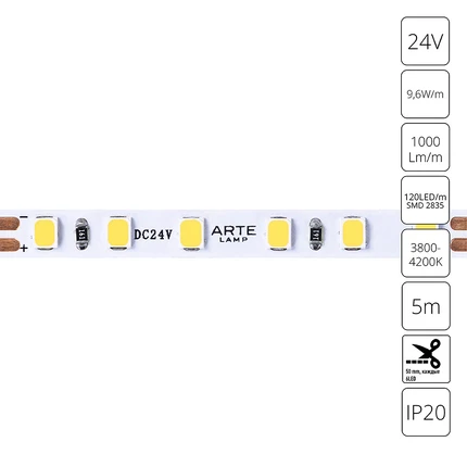 Светодиодная лента 24V 9,6W m 4000К 5м Arte Lamp TAPE A2412005-02-4K